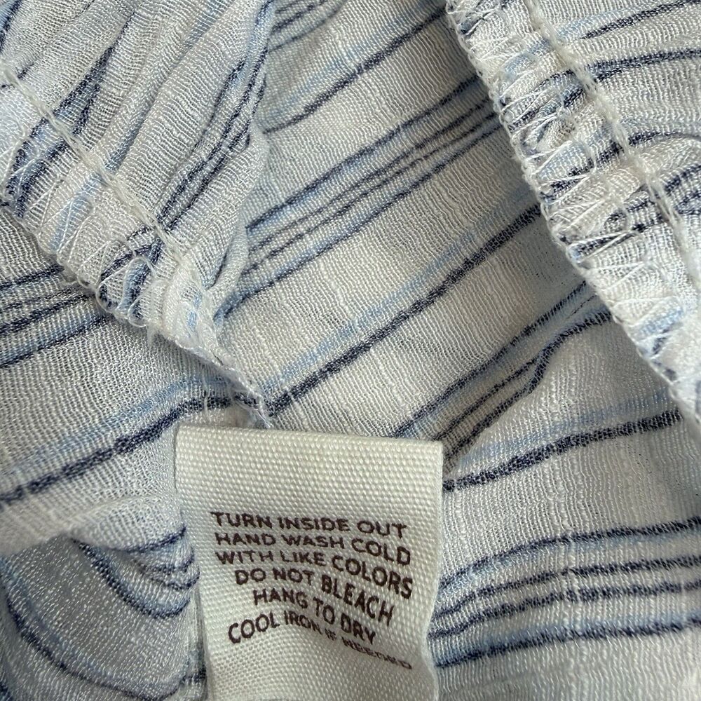 Blu Pepper Peasant Top Shirt White Blue Stripes Flutter Sleeve Tunic Women’s M - Picture 10 of 10